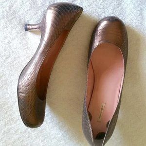 Vintage Copper Snake-skin Kitten Heels by Max Studio Sz 7 EUC